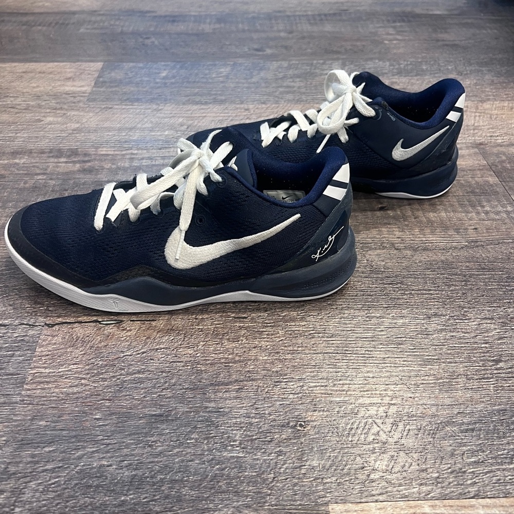 Kobe 8 College Navy and White Athletic Nike Youth Shoes